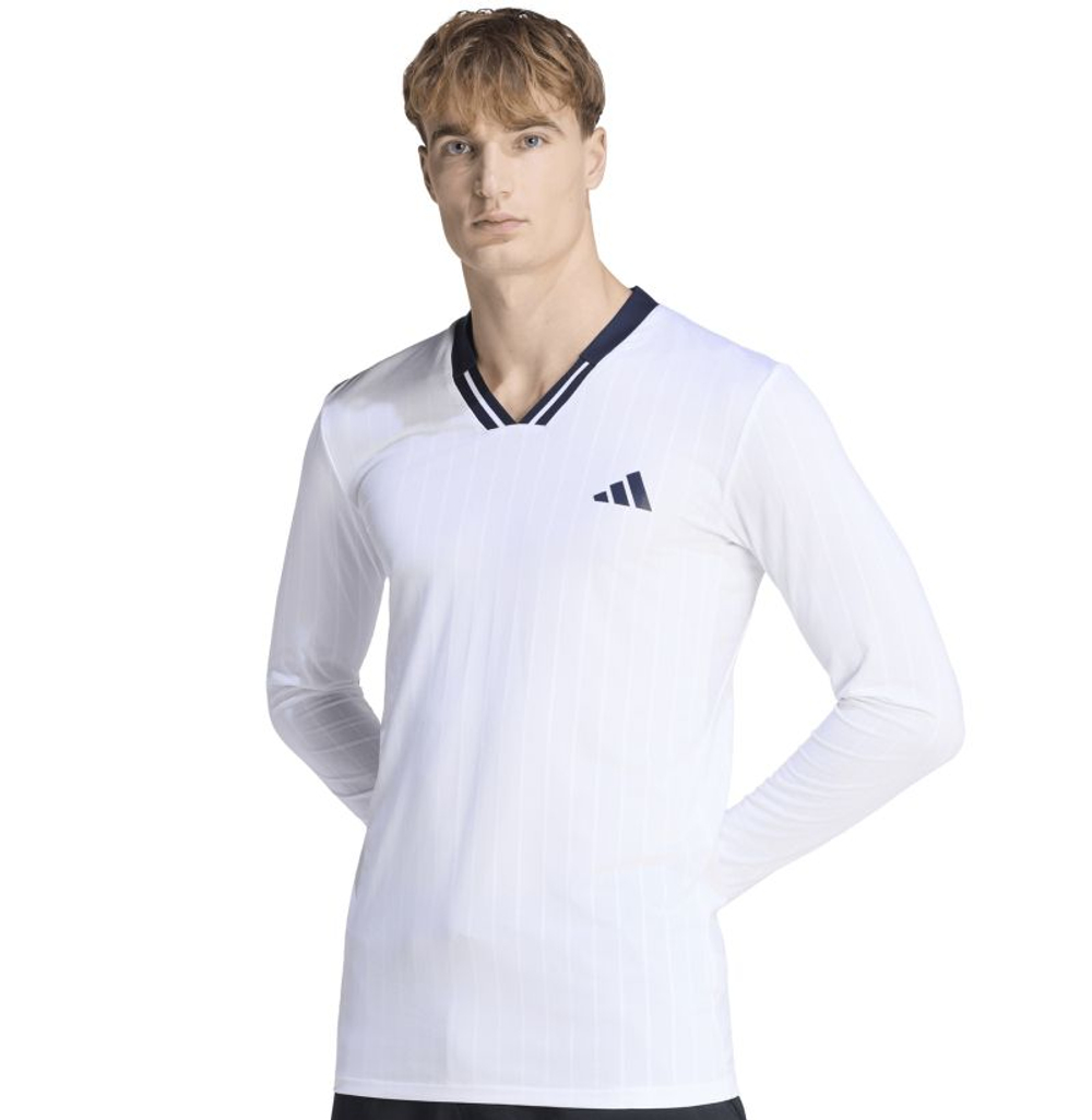 Мужская теннисная футболка Adidas Climacool Long Sleeve Top - white