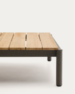 Журнальный столик Sorells из зеленого алюминия и тикового дерева 89 x 91 см