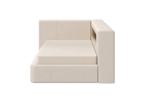 Диван-кровать Cube c нишей L (молочный, рогожка)