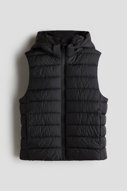H&M Жилет с капюшоном, черный