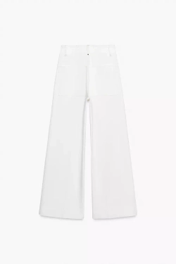 ZARA ДЖИНСЫ WIDE LEG С ВЫСОКОЙ ПОСАДКОЙ — ZW COLLECTION, ЖЕЛТОВАТО-БЕЛЫЙ