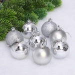 Новогодние шары 6 см (набор 24 шт) «Микс фактур», серебро