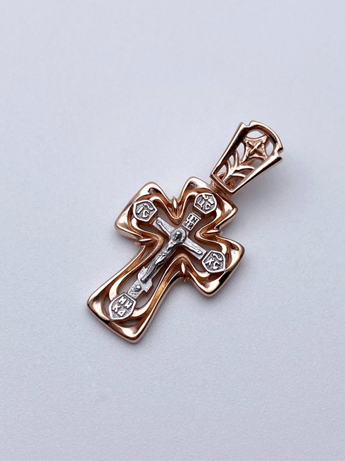Крест из серебра/Позолота,Родий/С подвижным ухом