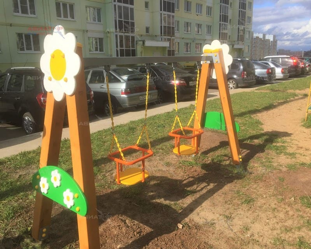 Качели на брусе «Малыш» двойные