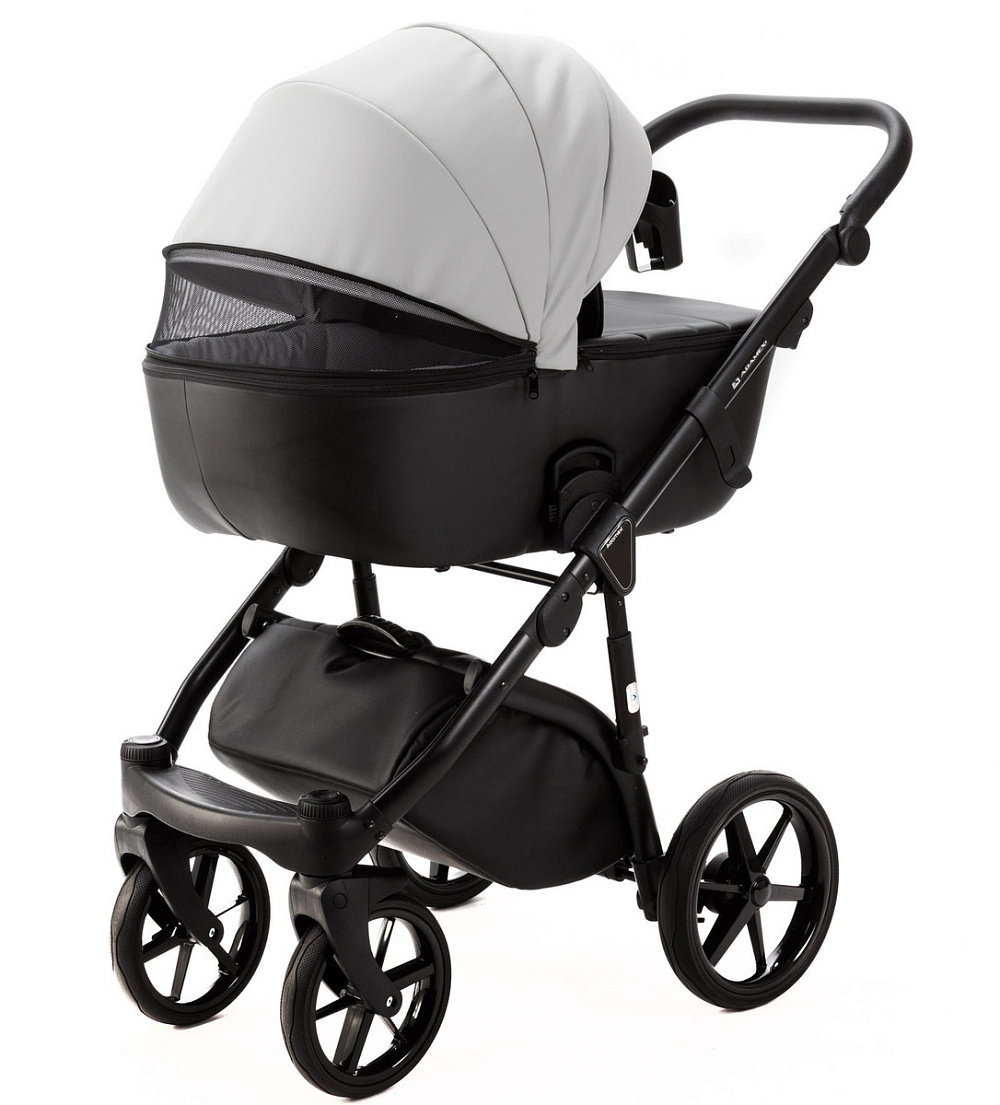 Детская коляска Adamex Nola Deluxe 2 в 1 N-SD107 (СВ.СЕР.КОЖА + ЧЕРН.КОЖА)