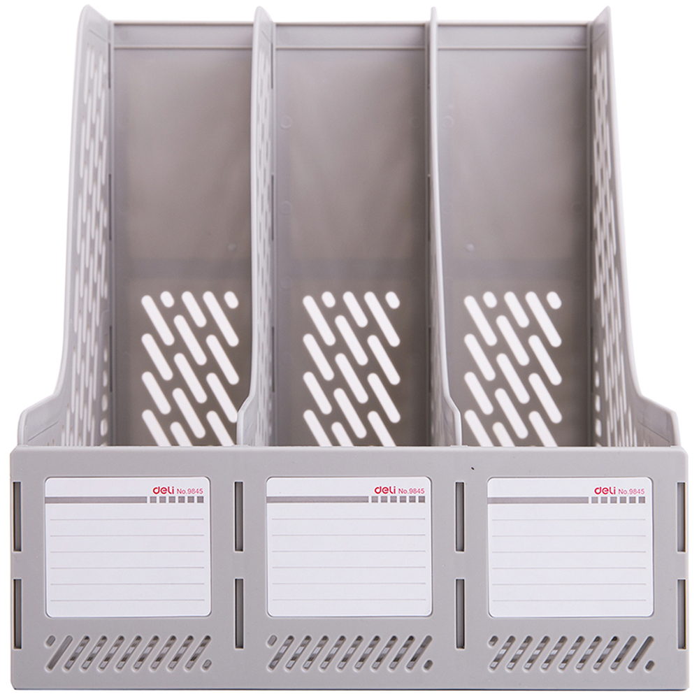 Лоток вертикальный DELI, 3 отделения, серый