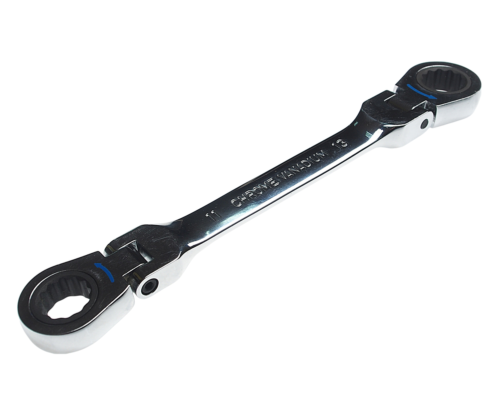 Ключ накидной 11х13мм трещоточный шарнирный L=169мм JTC