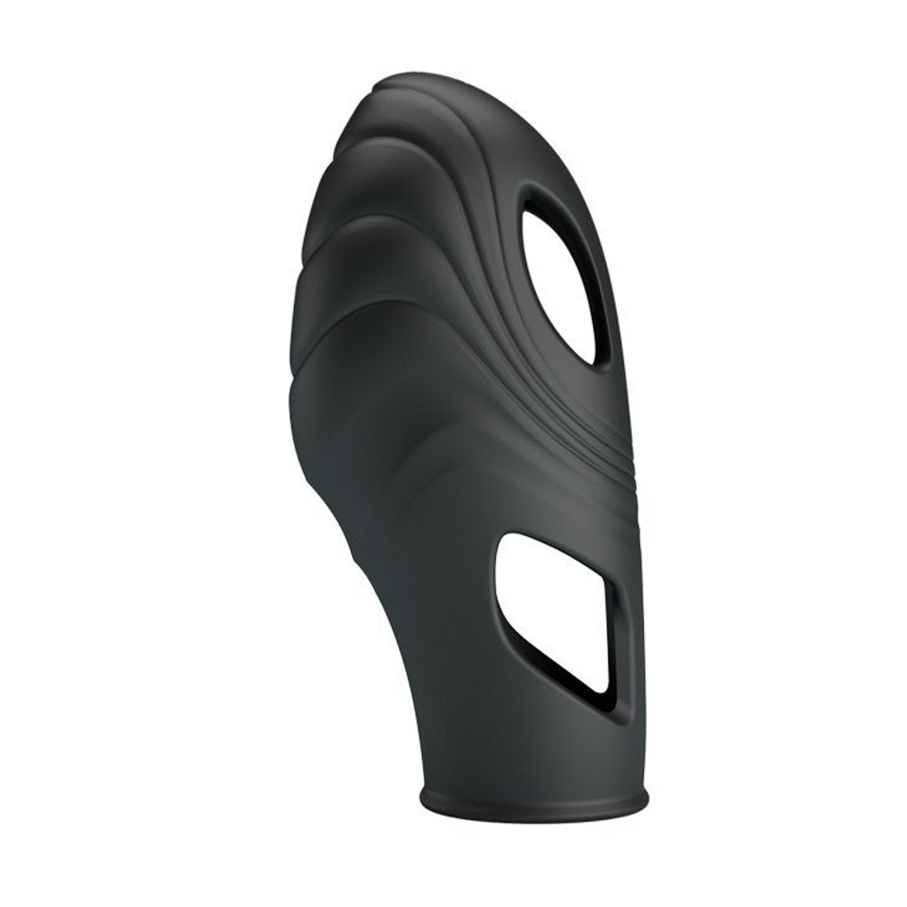 Черная рельефная вибронасадка на палец Lich (Цвет: черный)