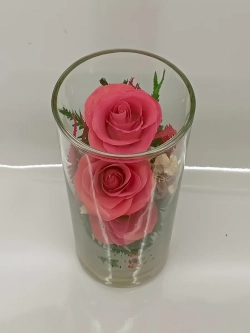 натуральные кустовые розы в стекле, вакуум*