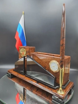 Настольный набор из натурального камня с часами