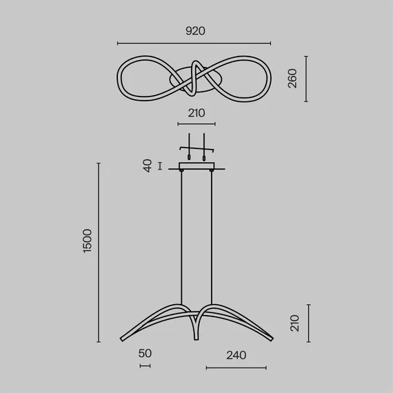 Подвесной светильник Изгиб / Curve 4000К 42Вт Maytoni mod156pl-l52b4k