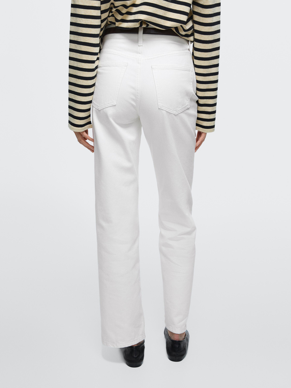 Massimo Dutti Прямые джинсы с высокой талией, белый