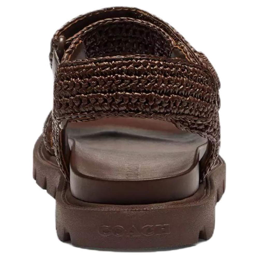 COACH Brynn Leather One Strap Sandals Women"s Umber