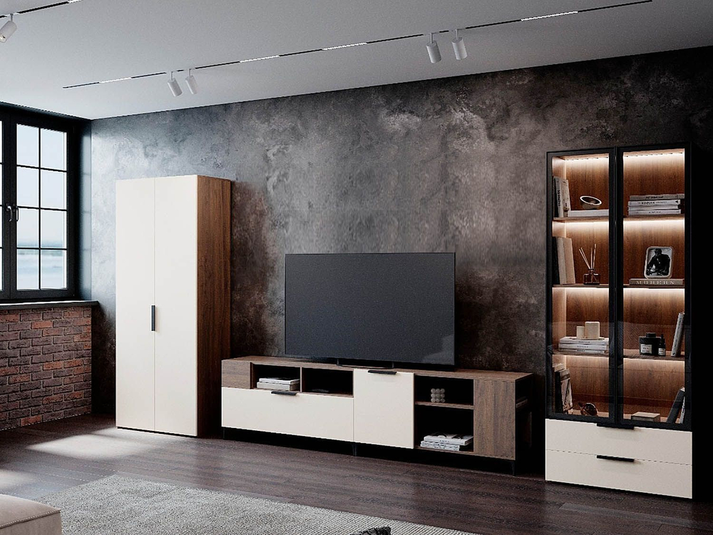 Гостиная Харди 2 Дуб Делано Темный / Белый