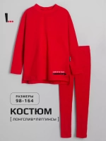 Красный костюм для девочки на весну с леггинсами