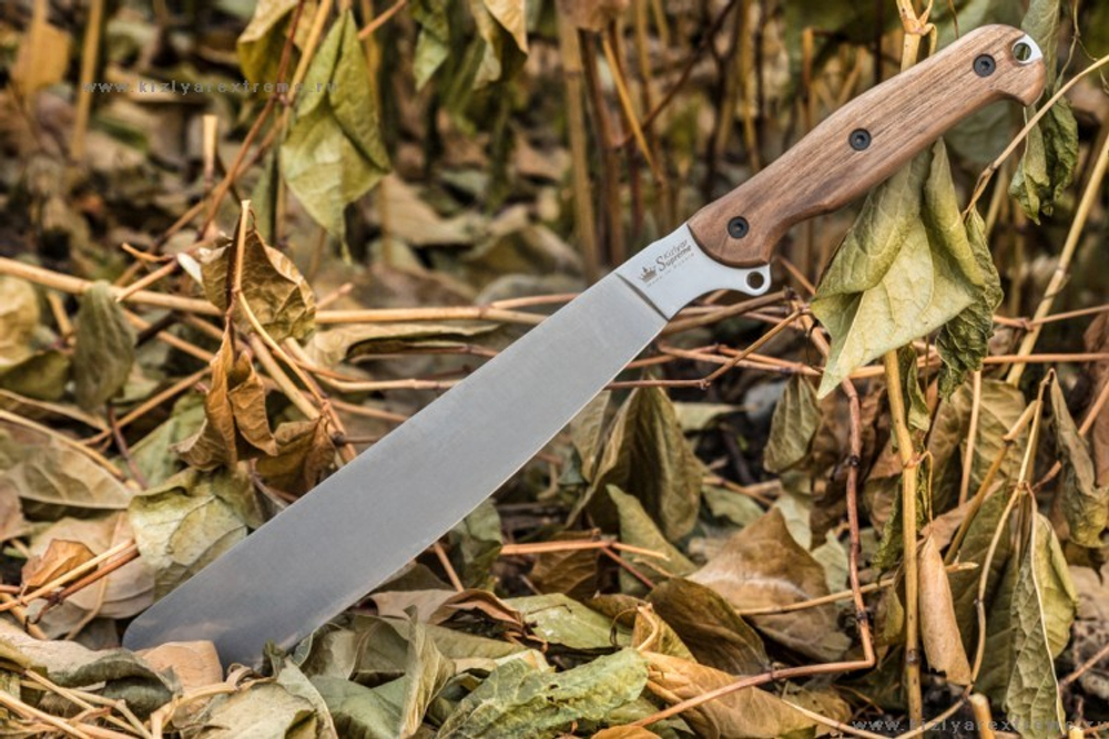 Мачете Kizlyar Supreme BUSHMATE AUS-8 Convex WH LS (Convex Grind, Walnut Handle, Leather Sheath)