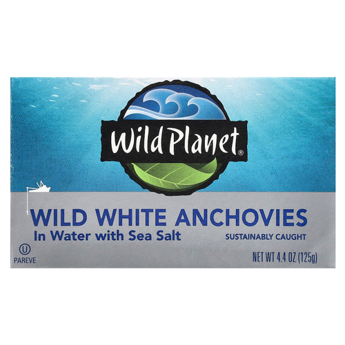 Wild Planet, дикие белые анчоусы, в воде с морской солью, 125 г (4,4 унции)