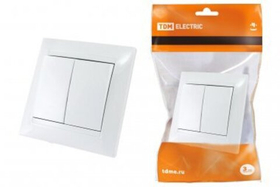 Выключатель 2-х кл. 10А белый "Лама" TDM SQ1815-0002