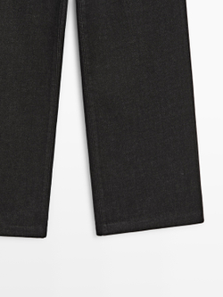 Massimo Dutti Джинсы с высокой талией и широкими штанинами, черный