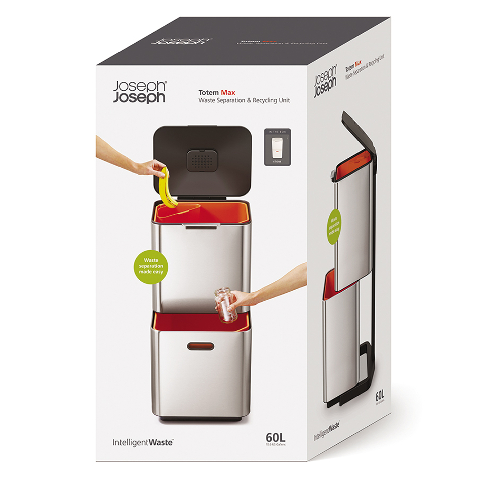 Контейнер для мусора с двумя баками Totem Max 60 л белый, Joseph Joseph