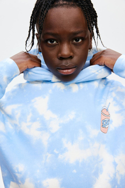 H&M Толстовка с капюшоном и принтом, светло-голубой