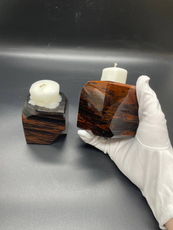 Подсвечник обсидиановый скругленный