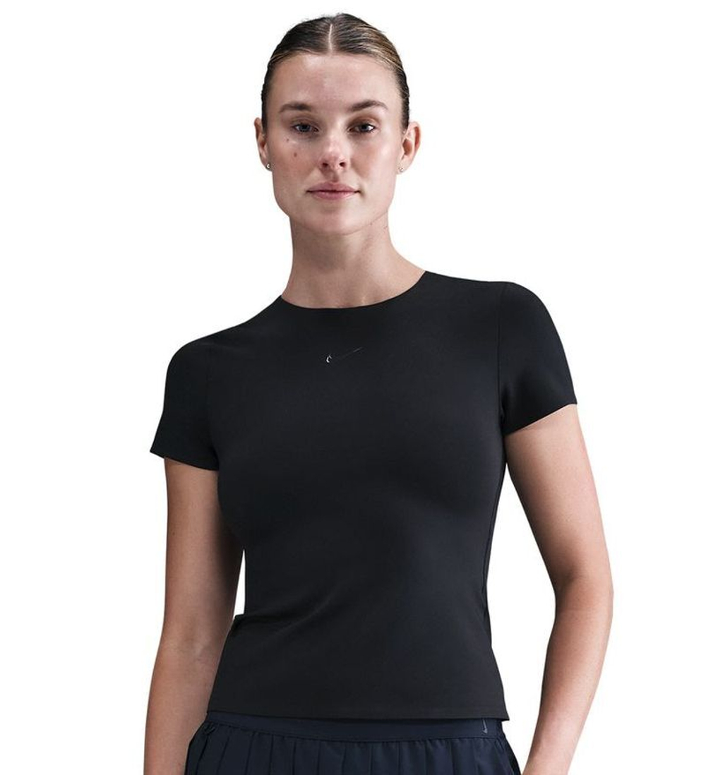 Женская теннисная футболка Nike Form Short Sleeve - black/smoke grey/dark smoke grey