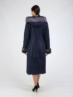 Дубленка зимняя натуральная с капюшоном длинная и теплая