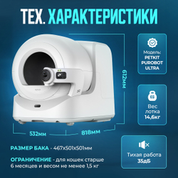 Автоматический лоток с AI камерой PUROBOT ULTRA PETKIT