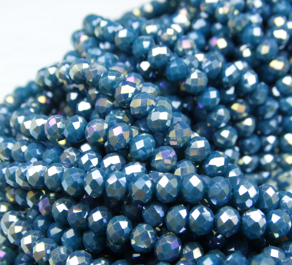 БН020ДС23 Хрустальные бусины "рондель", цвет: морская волна AB непрозр, 2х3 мм, кол-во: 95-100 шт.