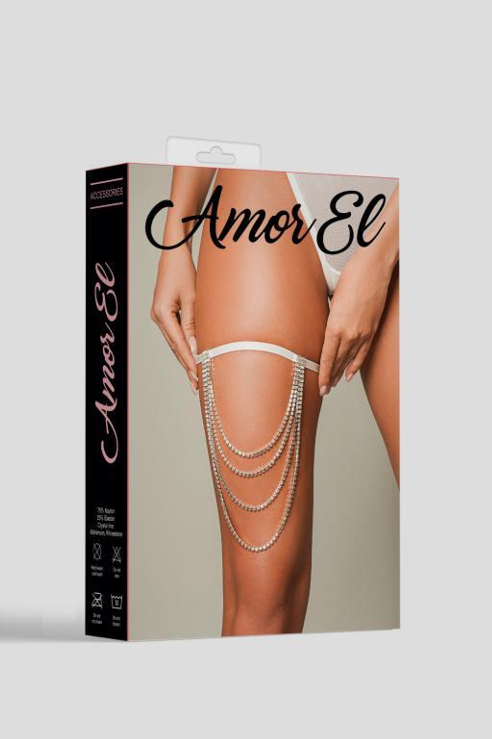 Оригинальная подвязка на ногу с цепочками из кристаллов (Размер: S-M-L) (Цвет: белый)