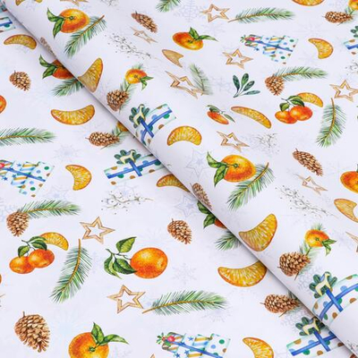 Новый год. Бумага упаковочная глянцевая Новогоднее настроение , 70 х 100 см,1 лист