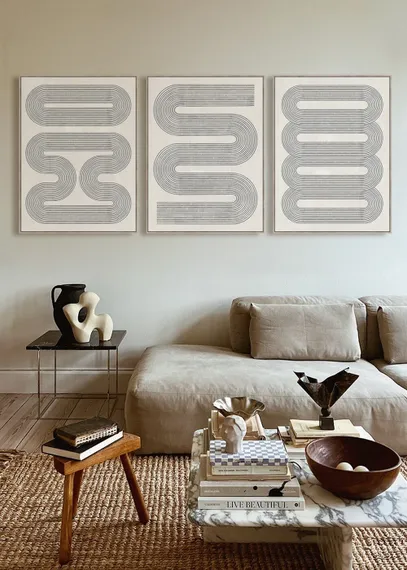 Набор из 3 постеров Serpent 280x120 см, серый