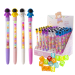 Ручка шариковая Alingar, "Космонавт 2", синяя, 0,7 мм, круглый прозрачный корпус с бусинами, ассорти, карт. уп.