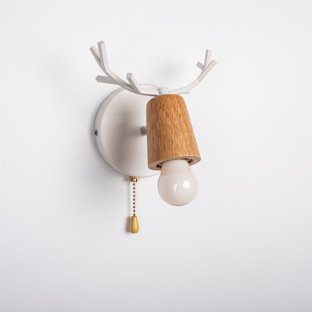 Бра с рожками DEER A SWITCH White/Light wood