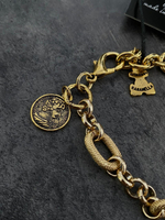 Браслет цепь: овальные звенья, ролло c монетой, оттенок золото