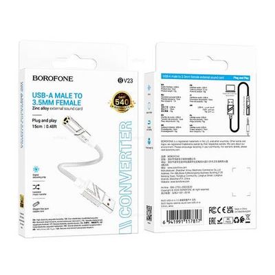 Переходник BOROFONE BV23 USB - Aux 3.5 (белый)