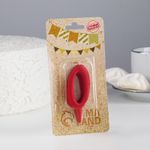 Свеча для торта цифра "Овал" "0", красная, 5,5 см