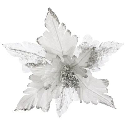 Украшение новогоднее «Пуансеттия - Ночь» 25 см, Серебро
