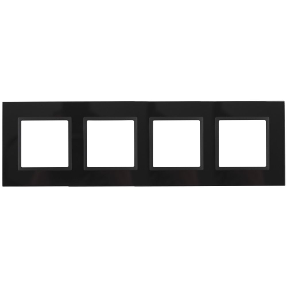 14-5104-05 ЭРА Рамка на 4 поста, стекло, Эра Elegance, чёрный+антр | Elegance Черный + Антрацит
