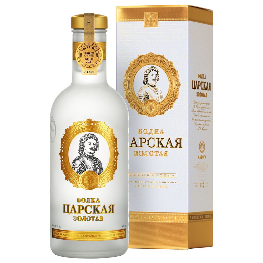 Водка Царская Золотая 1,75 40% П/У Сувенирная Россия