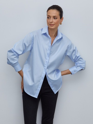 Рубашка Хельсинки голубая хлопок