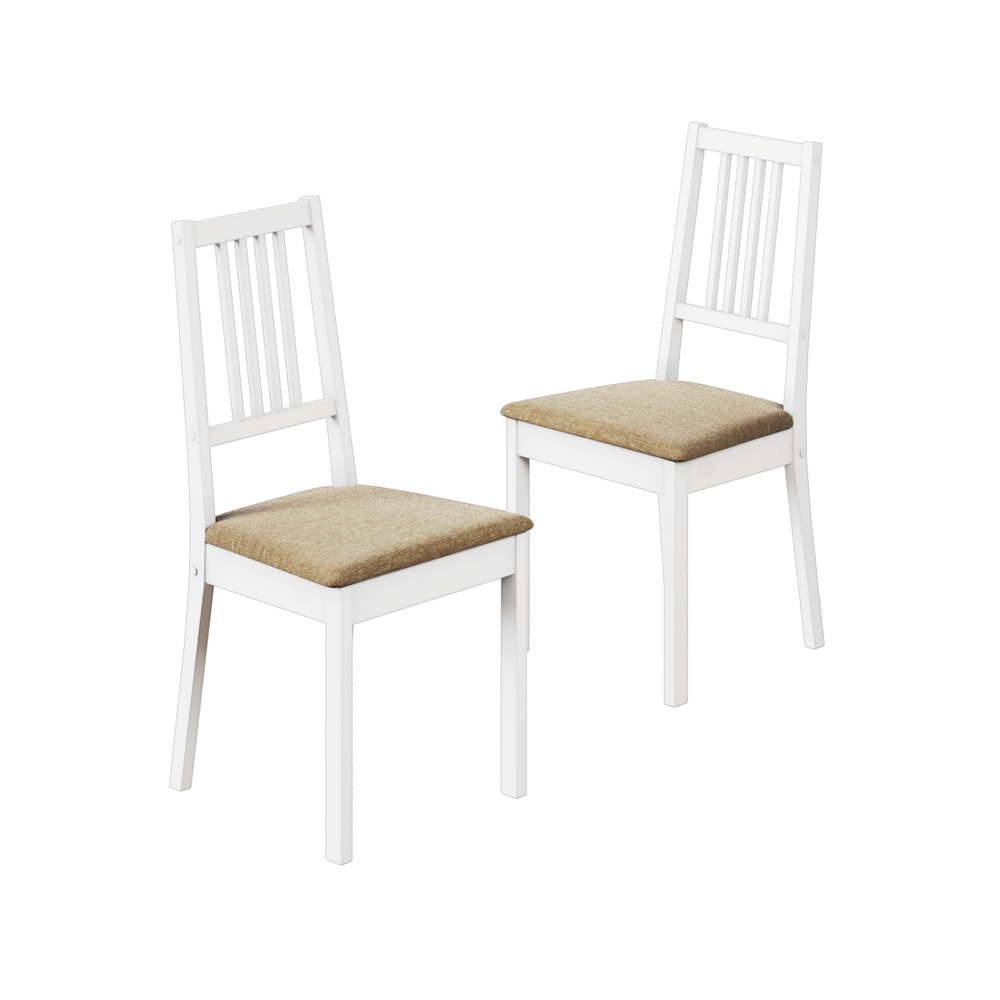 Стулья деревянные PORTO 2, цвет белый матовый + ткань №108, 2 шт