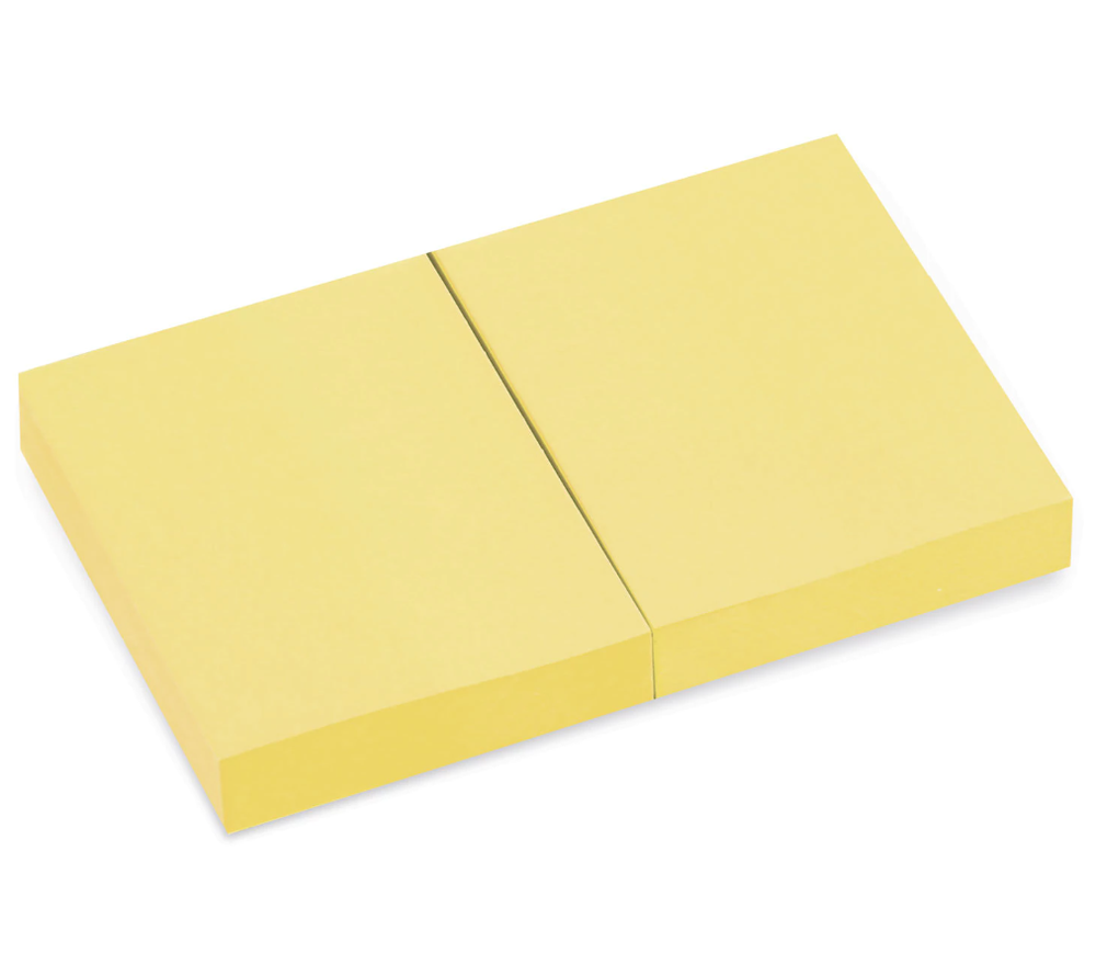 Блок самоклеящийся (стикеры) BRAUBERG, ПАСТЕЛЬНЫЙ, 38х51 мм, 100 листов, КОМПЛЕКТ 2 штуки, желтый, 122688-RM