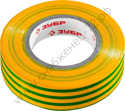 ЗУБР Электрик-20 19 мм х 20 м желто-зеленая, Изоляционная лента ПВХ, ПРОФЕССИОНАЛ (1234-6)