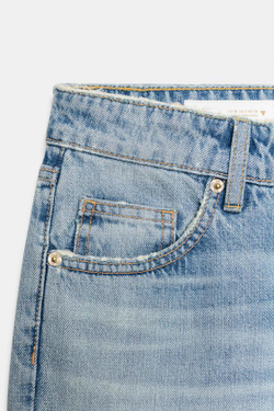 ZARA УКОРОЧЕННЫЕ ДЖИНСЫ TRF WIDE-LEG С НИЗКОЙ ПОСАДКОЙ, ГОЛУБОЙ