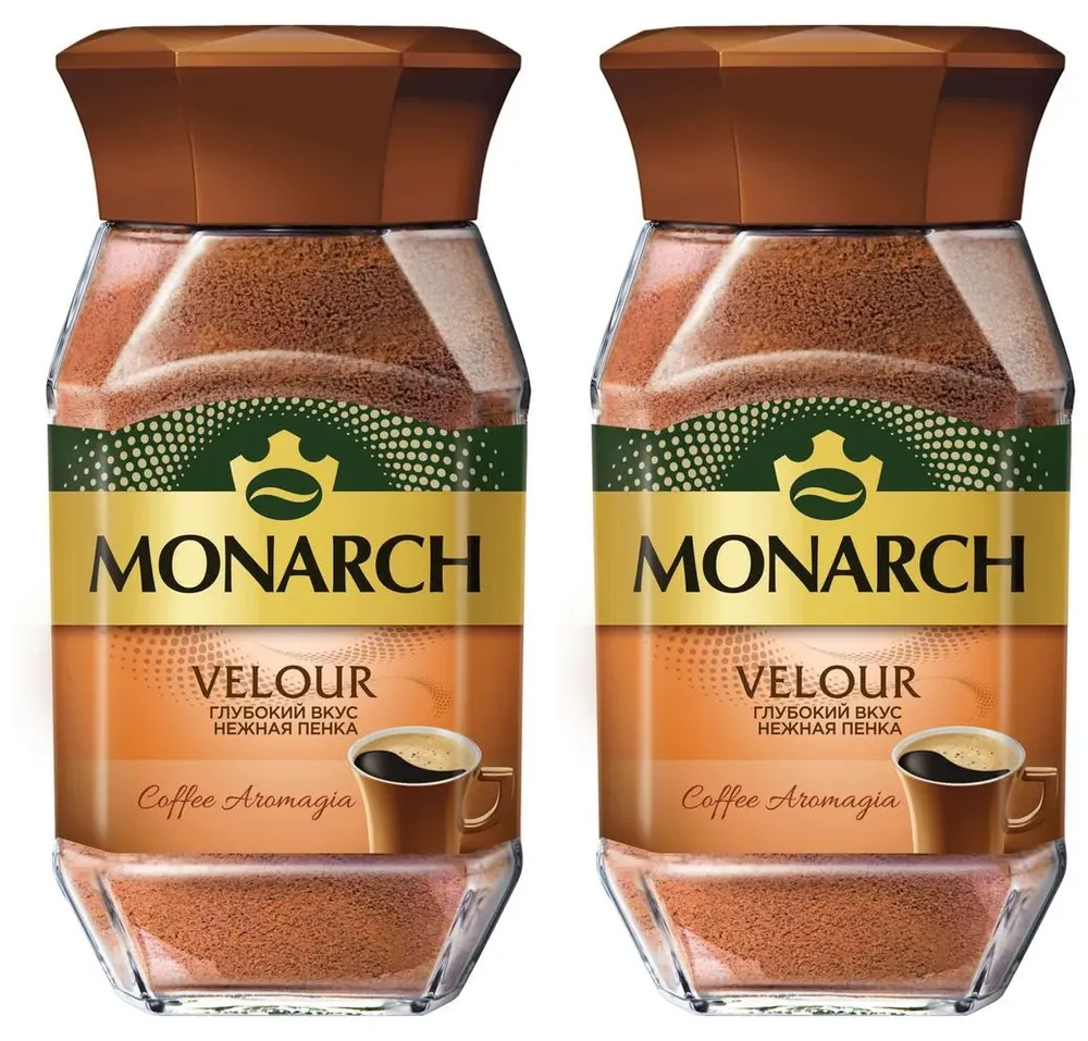 кофе растворимый Monarch Velour с пенкой, 95 г стеклянная банка (Монарх) х 2 шт