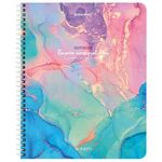 Тетрадь А5, 96 л., BRAUBERG, гребень, клетка, обложка картон, "Мрамор", 404422, 4шт