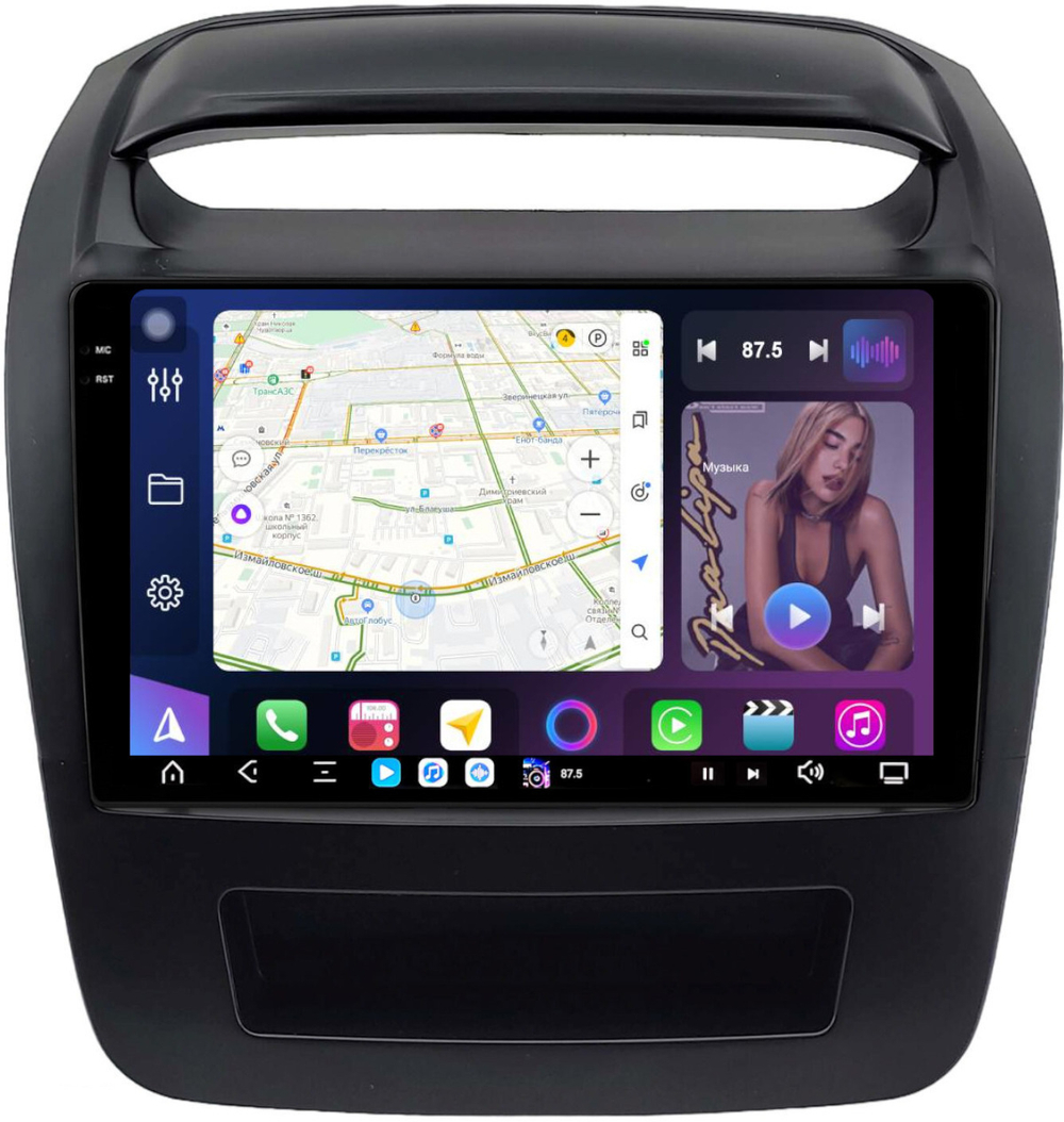 Магнитола для KIA Sorento 2 XM 2012-2016 (климат на ШГУ, рамка большая) - FarCar GX224UM монитор 9.5" 2K QLED на Android 14, TS20, 6+128Гб, CarPlay, 4G SIM-слот