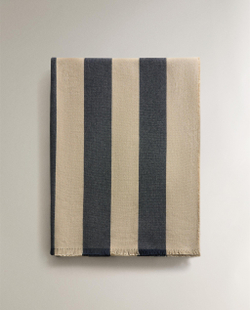 Zara Home плед из хлопка, синий, в полоску · 6376/004